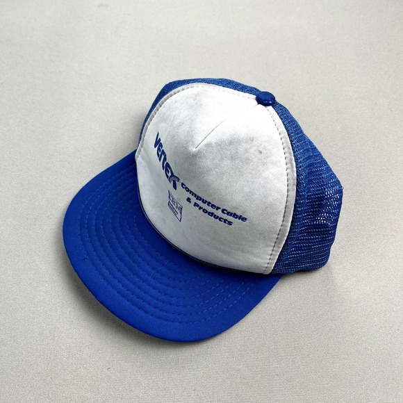 Vintage IBM Computer Hat Cap Snapback Trucker Blue Tech Vertex Adjustable 90s - Picture 1 of 9